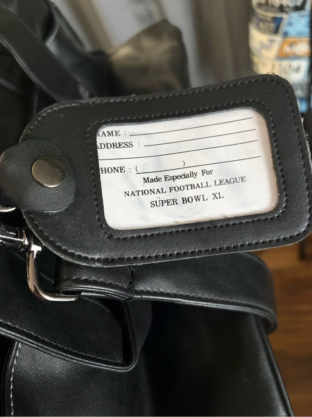 Leather Travel Duffel Bag in Black - NFL XL 2006 Steelers vs Seahawks